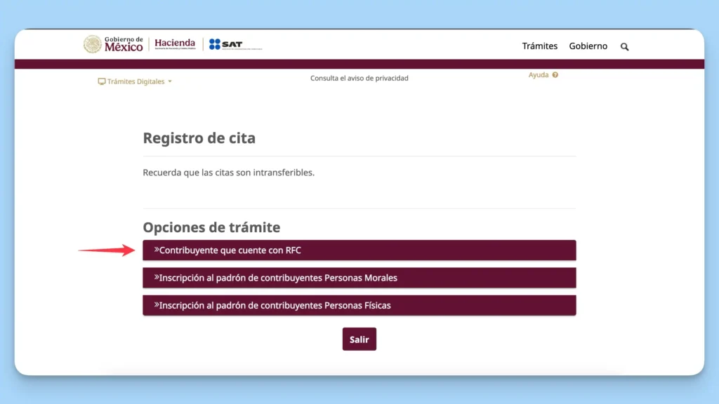 Indica si ya cuentas con RFC