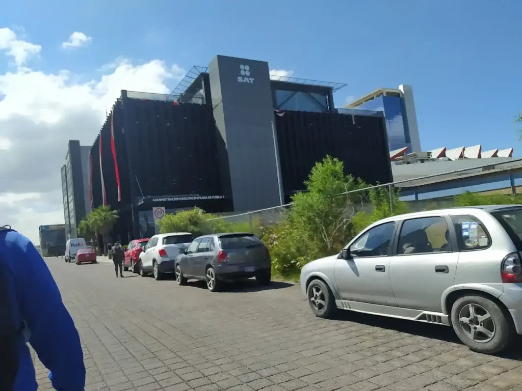Fachada de la oficina SAT en San Andrés Cholula