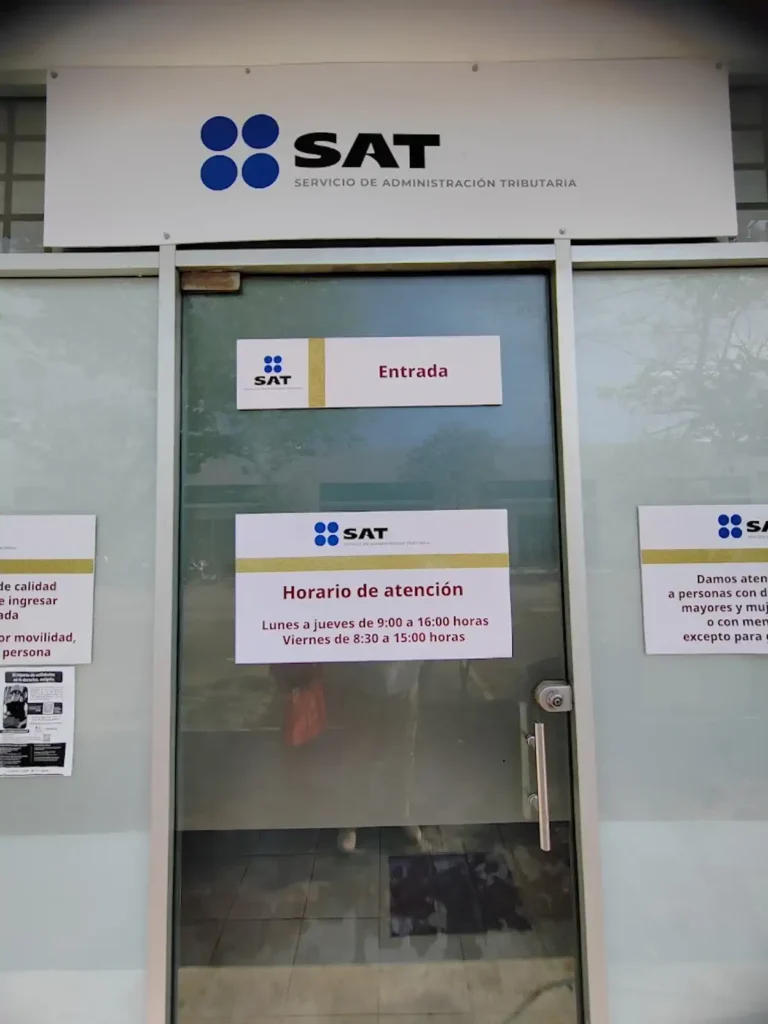 Fachada de la oficina SAT en Tulum