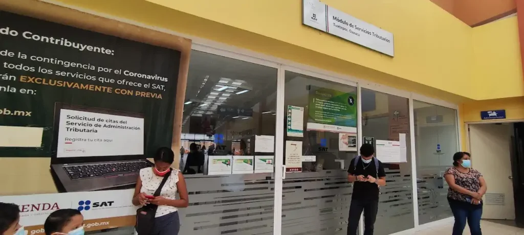 Fachada de la oficina SAT en San Juan Bautista Tuxtepec